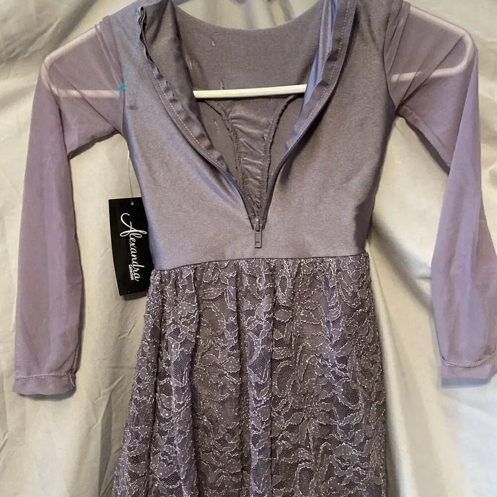 New Alexandra Lavender Long sleeve Laced‎ Dance Costume for Child Size Y6